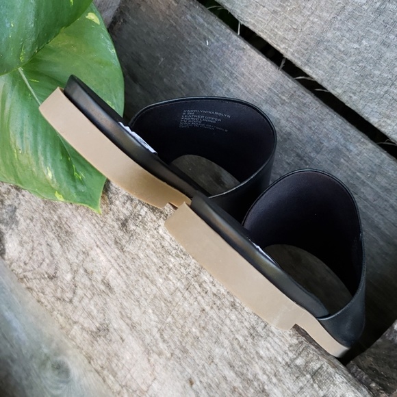 Steve Madden Karolyn Black Leather Slide Sandals - Picture 6 of 9